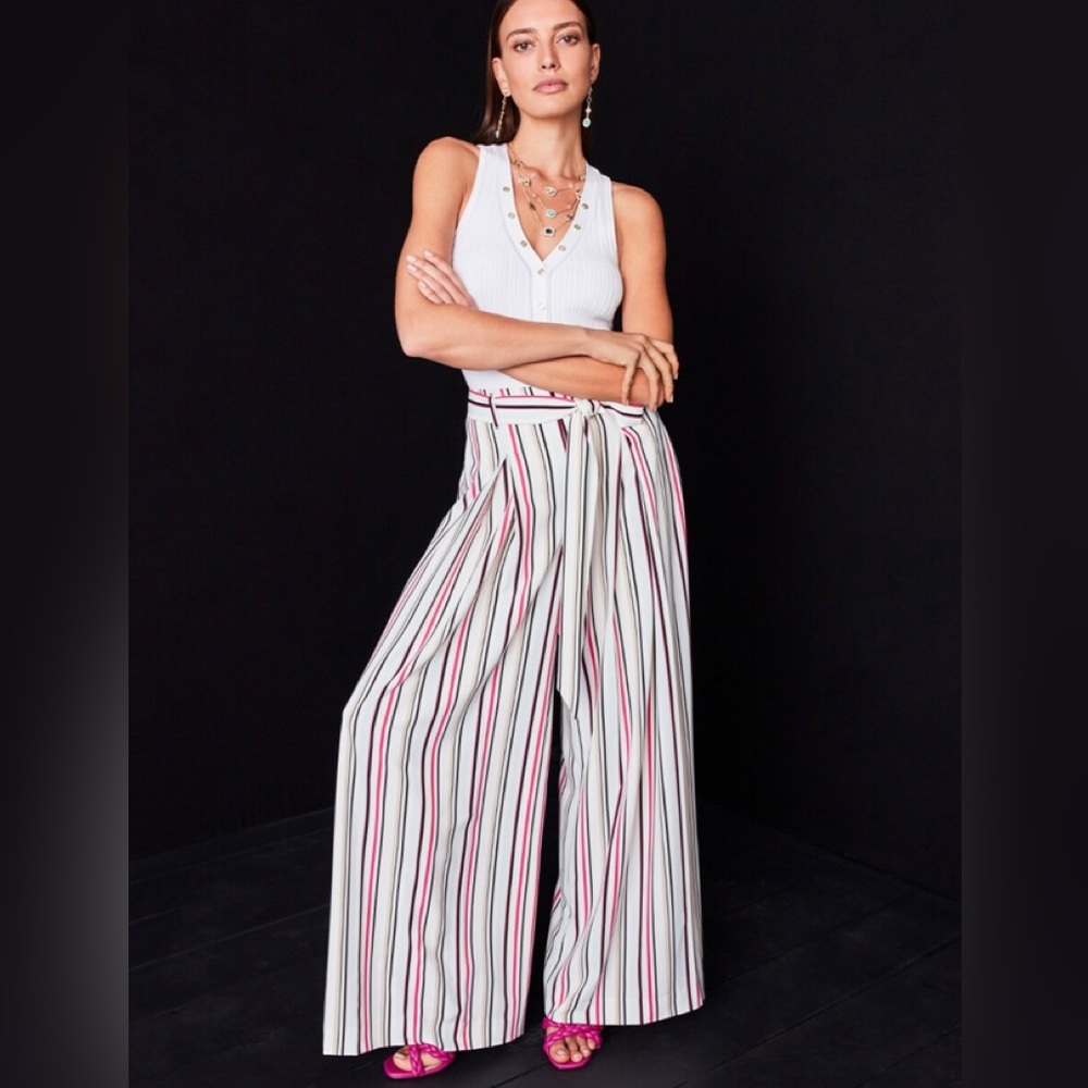 NWT White House Black Market Striped Wide-Leg Side-Zip Pants - Picture 4 of 8